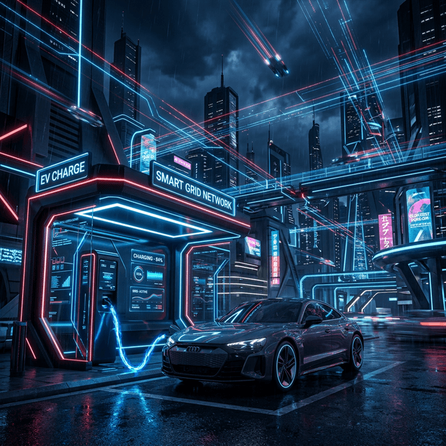 Futuristic EV Charging Background